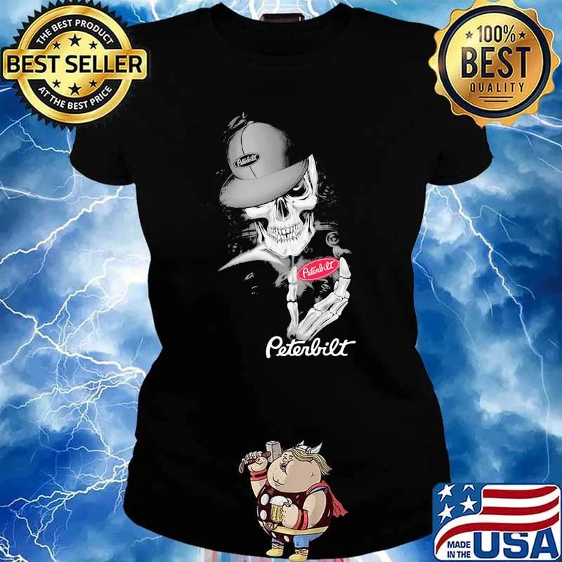 Punisher Skull With Peterbilt Car Logo Symbol Shirt Ladies tee