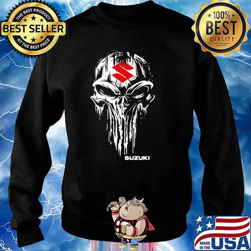 Punisher Skull With Suzuki Car Logo Symbol Shirt Sweater