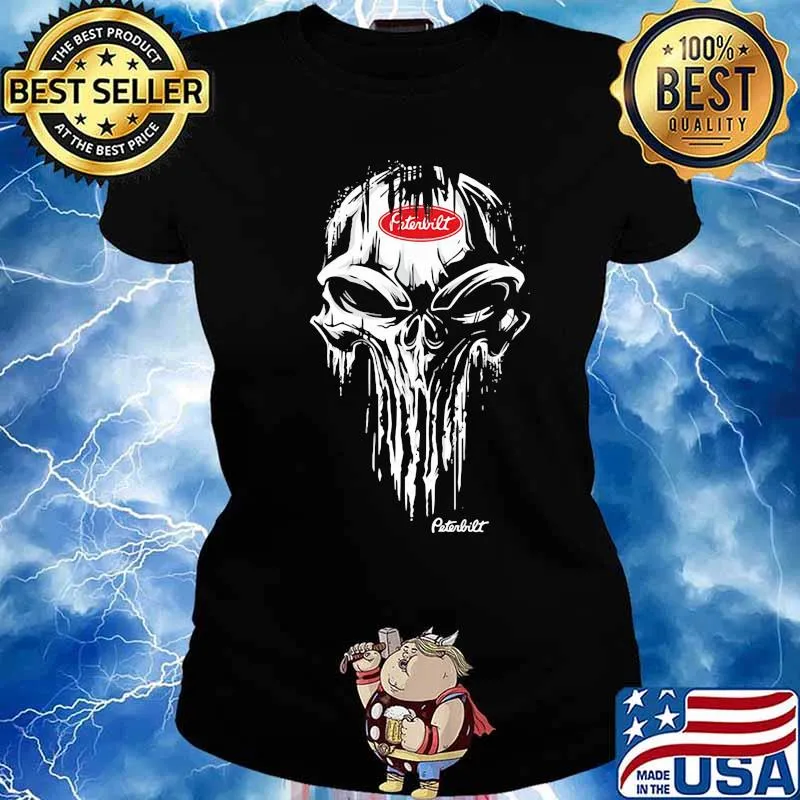 Punisher’s Skull Logo With Peterbilt Shirt Ladies tee