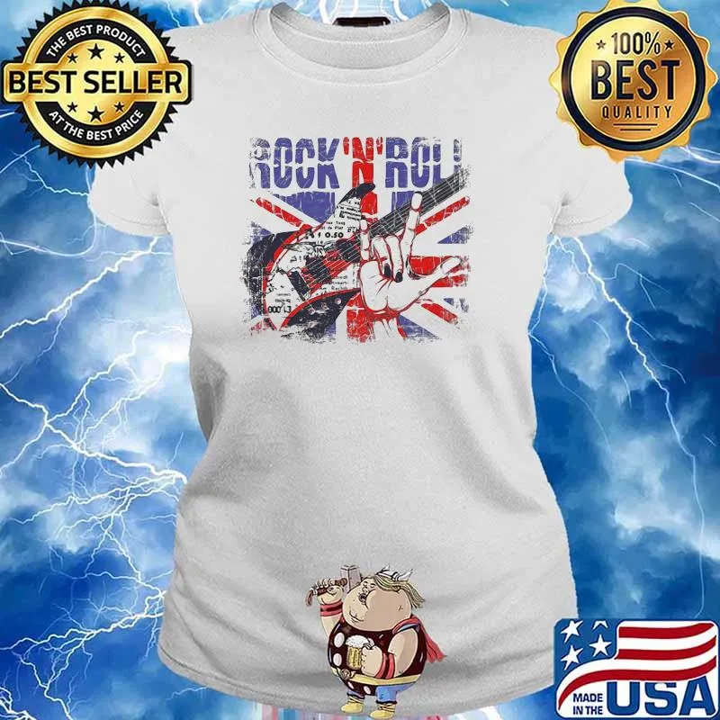 Rock N Roll Guitar Flag Shirt Ladies tee