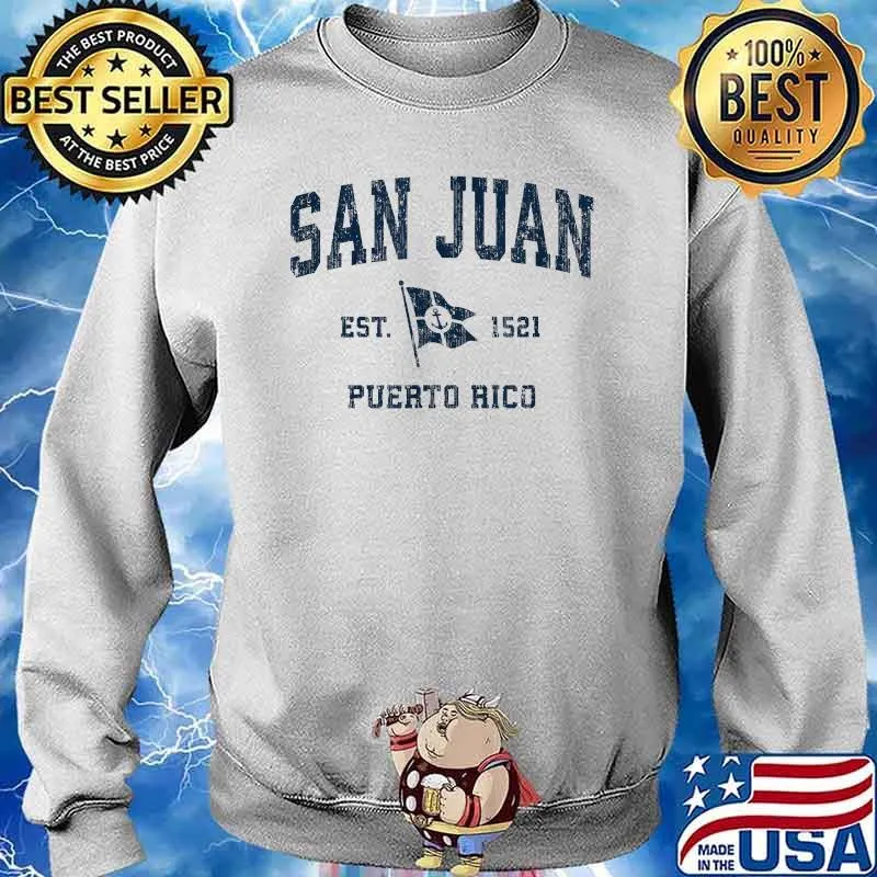 San Juan PR Sports Navy Boat Anchor Flag Shirt Sweater