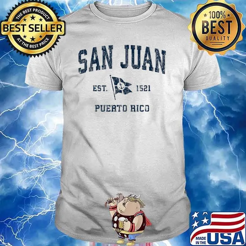 San Juan PR Sports Navy Boat Anchor Flag Shirt