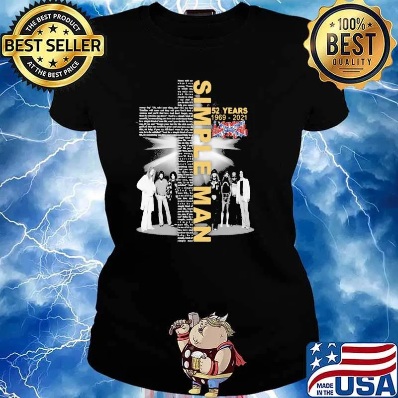 Simple Man 52 Years 1969 2021 Siganture God Shirt Ladies tee