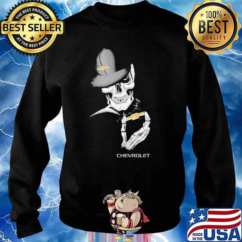 Skull Wear Hat And Hug Chevrolet Logo Shirt Sweater