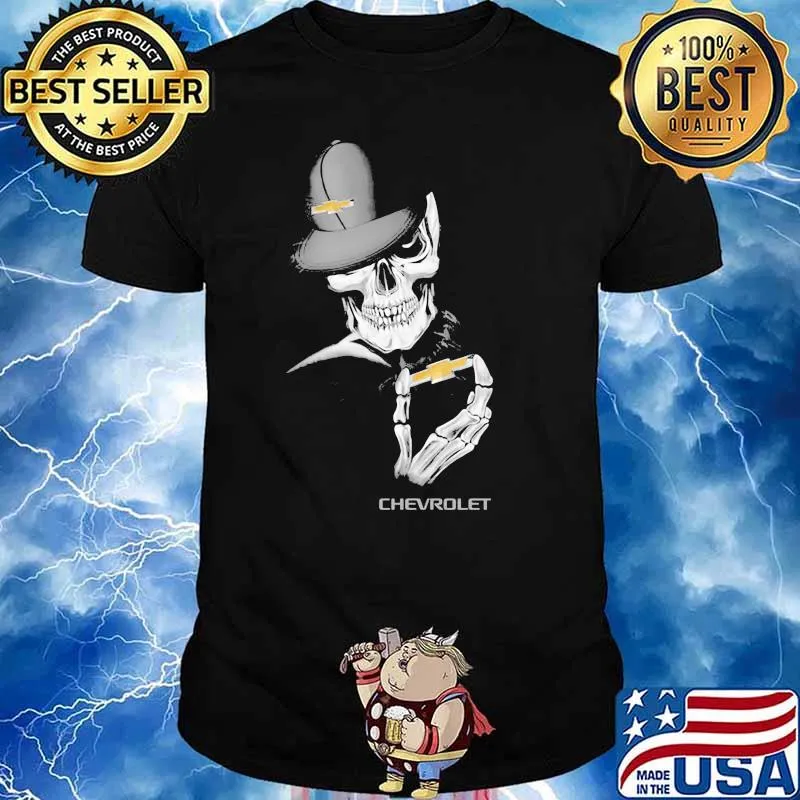 Skull Wear Hat And Hug Chevrolet Logo Shirt