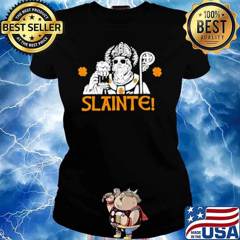 Slainte st patricks day drinking beer lover lucky shamrock Ladies tee