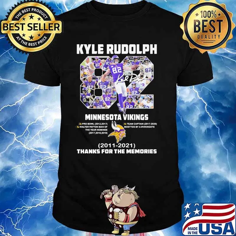 Kyle Rudolph 82 Minnesota Vikings 2011 2021 Thanks For The Memories Shirt
