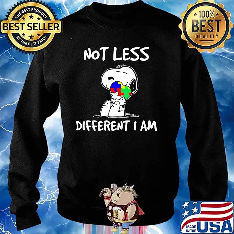 Snoopy Hug Heart Autism Awareness Not Less Different I Am Shirt Sweater