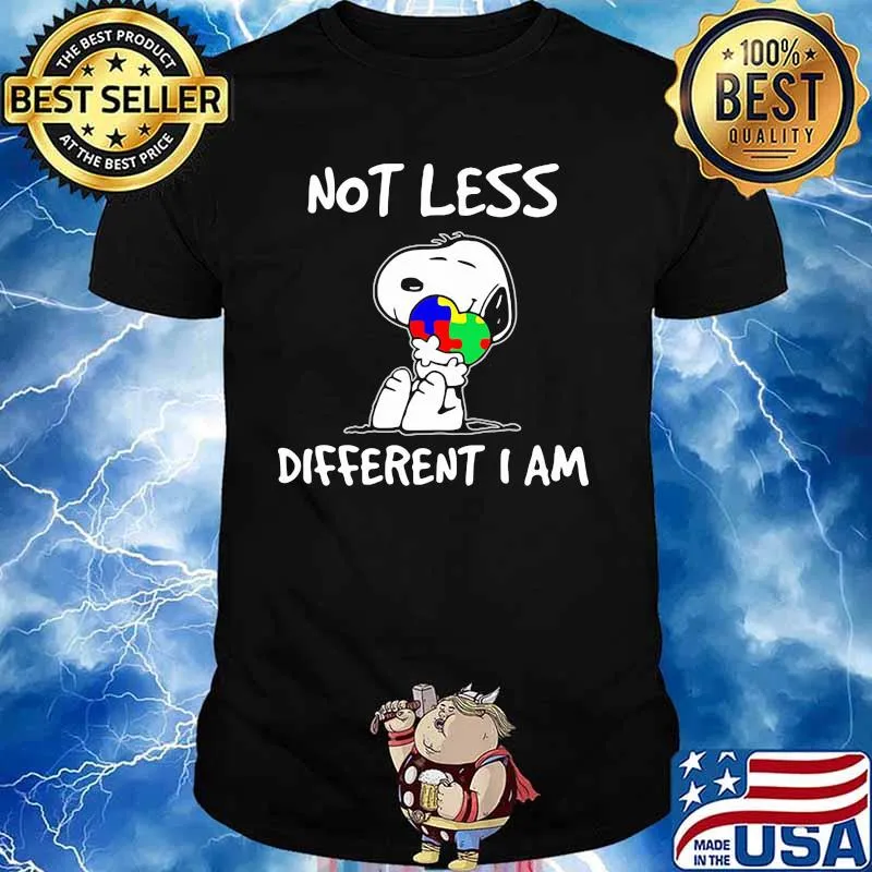 Snoopy Hug Heart Autism Awareness Not Less Different I Am Shirt