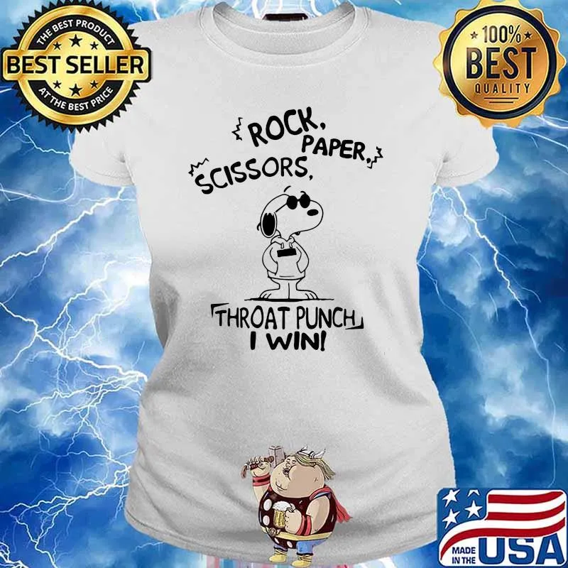 Snoopy Rock Paper Scissors Throat Punch I Win Shirt Ladies tee