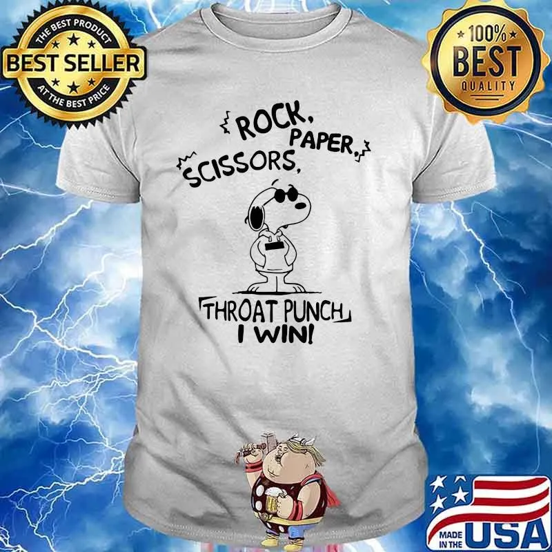 Snoopy Rock Paper Scissors Throat Punch I Win Shirt