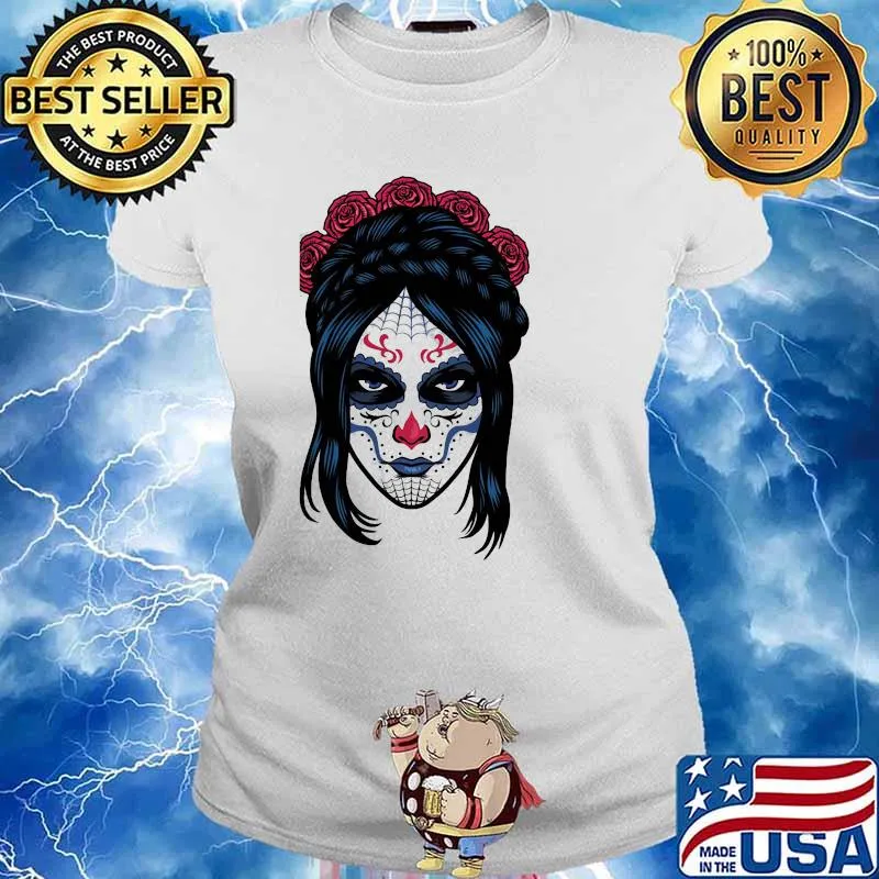 The Women Evil Spider Flower Rose Day Of The Dead Shirt Ladies tee