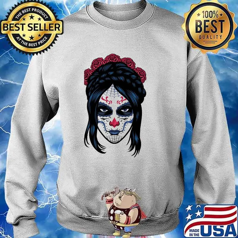 The Women Evil Spider Flower Rose Day Of The Dead Shirt Sweater