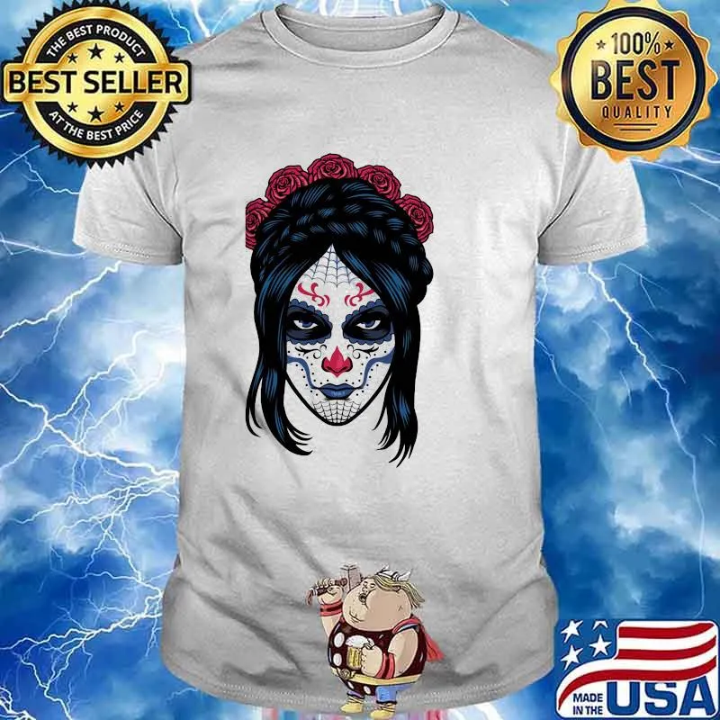 The Women Evil Spider Flower Rose Day Of The Dead Shirt