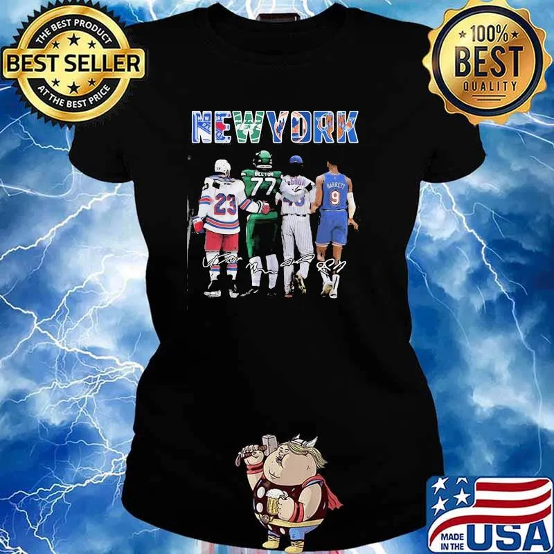 Top New York City New York Yankees New York Jets New York Knicks Becton Barrett Signatures Shirt Ladies tee
