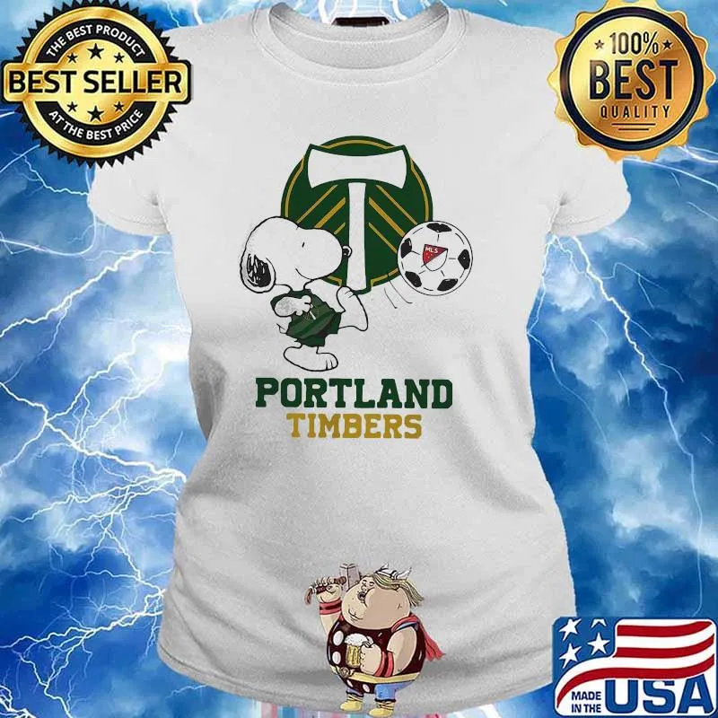 Top Snoopy Playing Soccer Portland Timbers Shirt Ladies tee