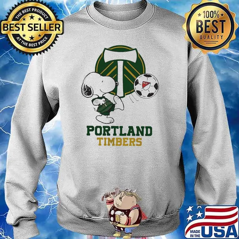 Top Snoopy Playing Soccer Portland Timbers Shirt Sweater