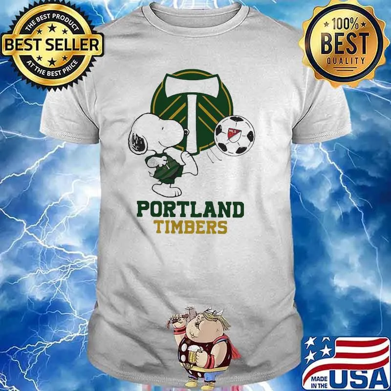 Top Snoopy Playing Soccer Portland Timbers Shirt Unisex
