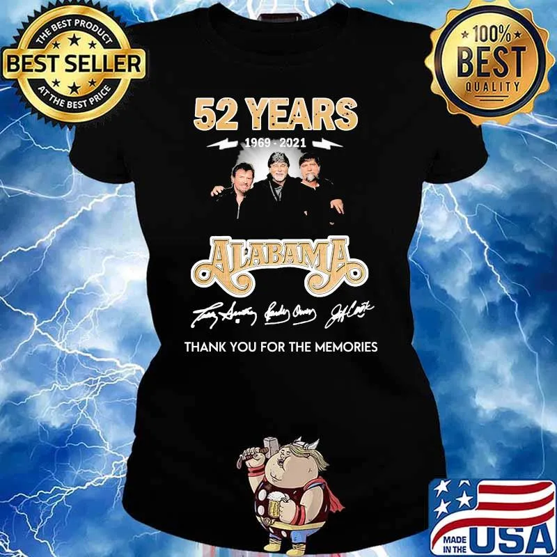 52 Years 1969-2021 Alabama Thank You For The Memories Shirt Ladies tee