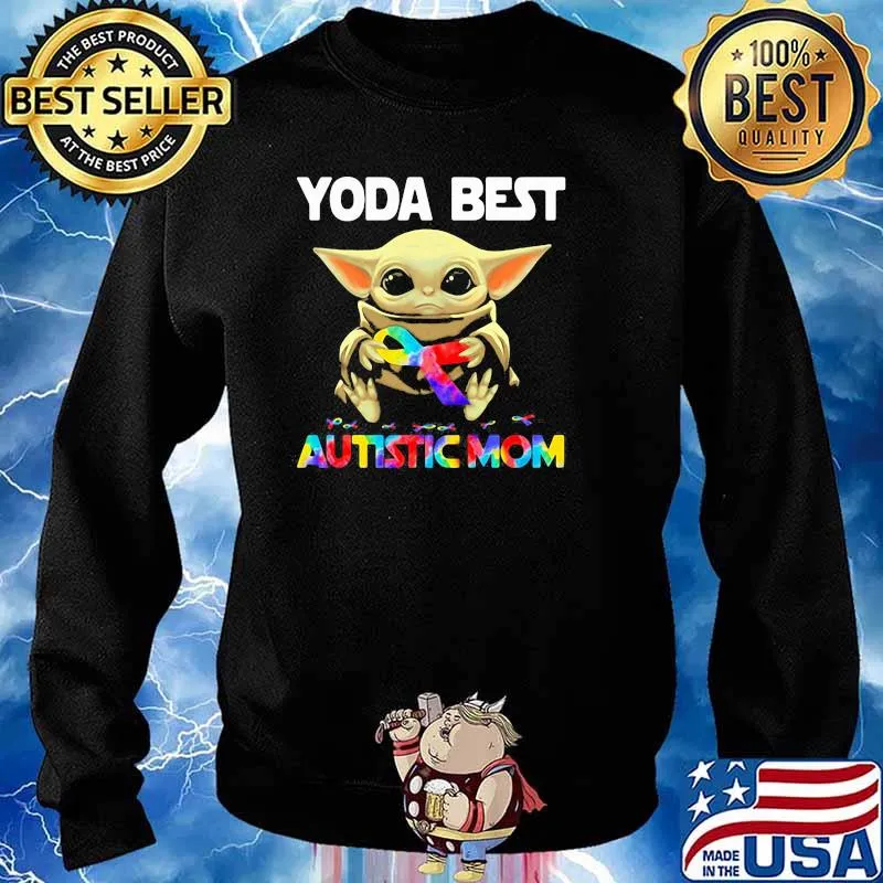 Yoda Best Autistic Mom Ribbon Shirt Sweater