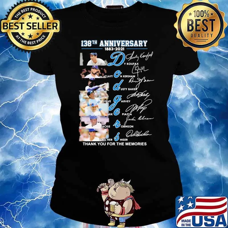 138th Anniversary 1883 2021 Dodgers Thank You For The Memories Signature Shirt Ladies tee
