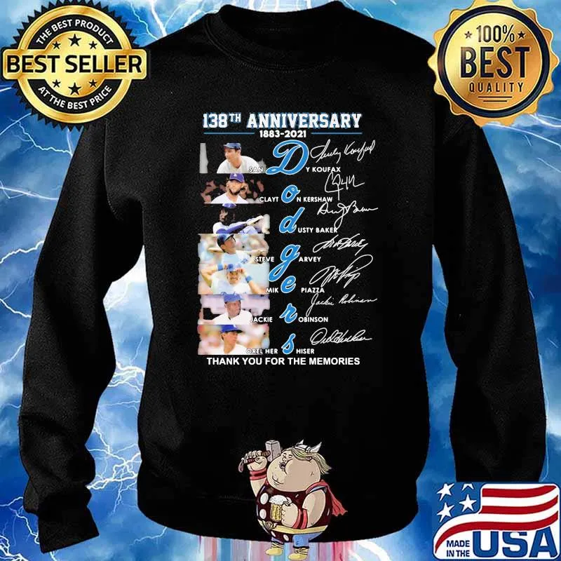 138th Anniversary 1883 2021 Dodgers Thank You For The Memories Signature Shirt Sweater