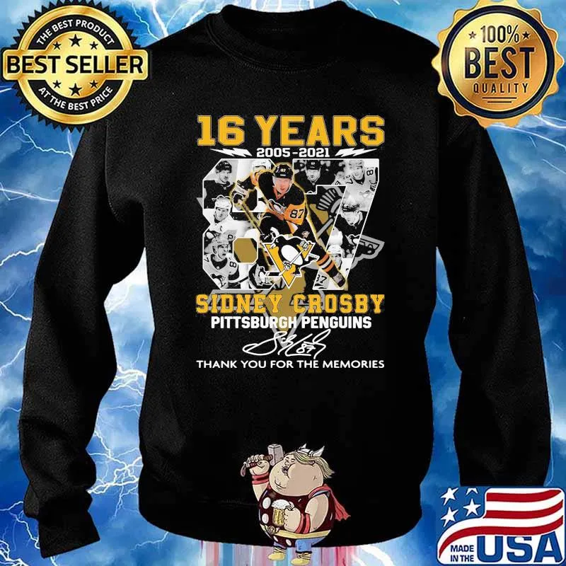 16 Years 2005 2021 Sidney Crosby Pittsburgh Penguins Thank You For The Memories Signature Shirt Sweater