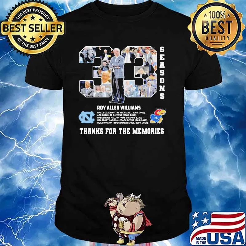 33 Roy Allen Williams Of Season Thanks For The Memories Shirt