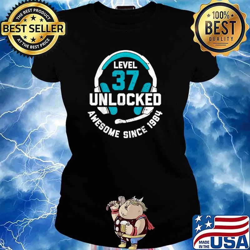 37th Birthday Gift Level 37 Unlocked Awesome Since 1984 Shirt Ladies tee