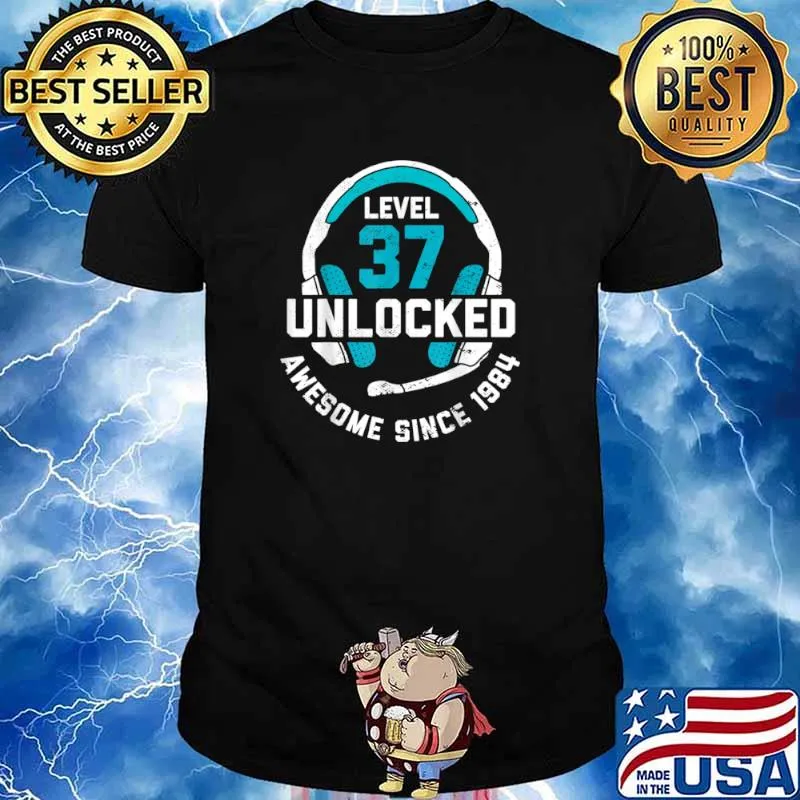 37th Birthday Gift Level 37 Unlocked Awesome Since 1984 Shirt