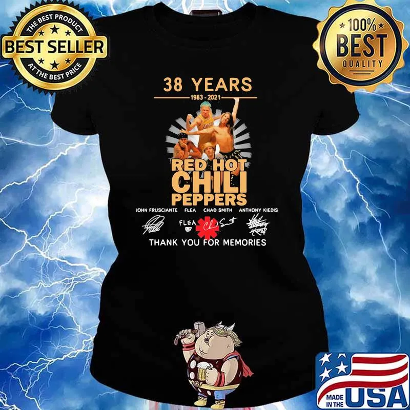 38 Years 1983 2021 Red Hot Chili Peppers Thank You For The Memories Signature Shirt Ladies tee