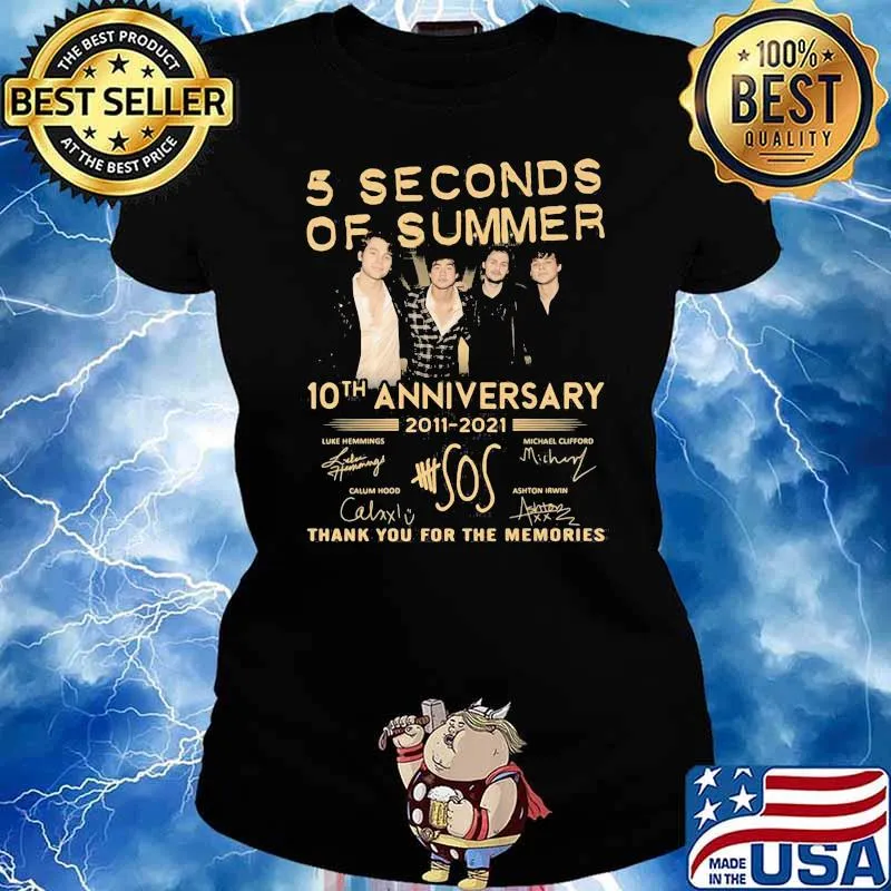 5 Seconds Of Summer 10th Anniversary 2011 2021 Sos Thank You For The Memories Signature Shirt Ladies tee