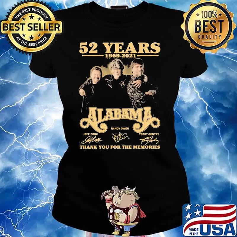 52 Years 1969 2021 Alabama Thank You For The Memories Signature Shirt Ladies tee