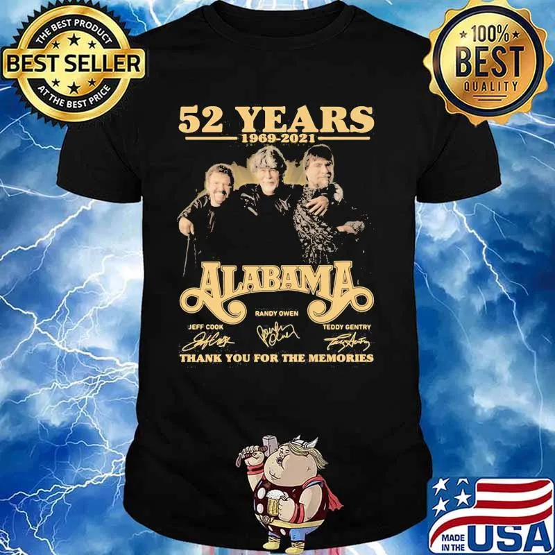 52 Years 1969 2021 Alabama Thank You For The Memories Signature Shirt