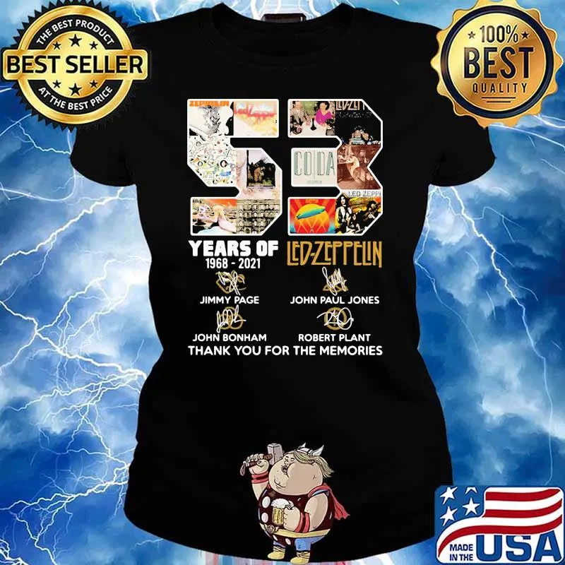 53 Years Of 1968 2021 Led Zeppelin Thank You For The Memories Signature Shirt Ladies tee