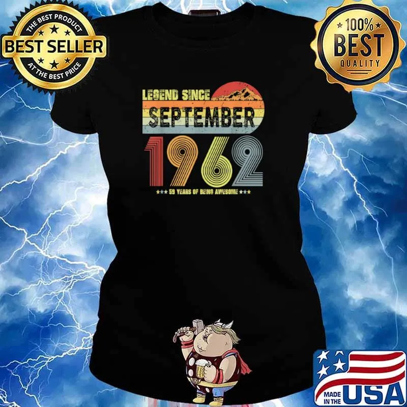 59th Birthday Legend Since September 1962 Vintage 59 Yrs Old Shirt Ladies tee