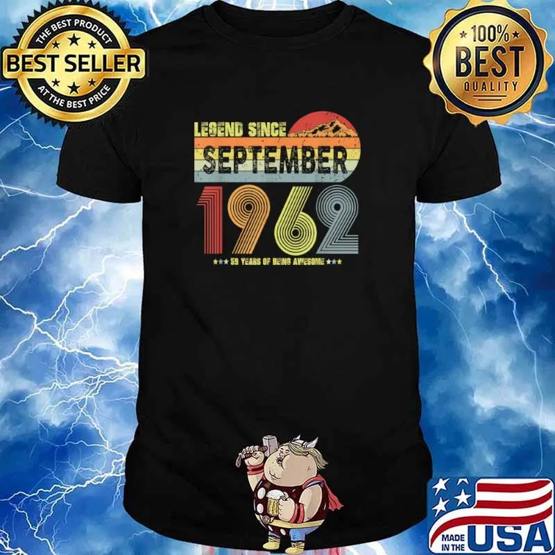 59th Birthday Legend Since September 1962 Vintage 59 Yrs Old Shirt