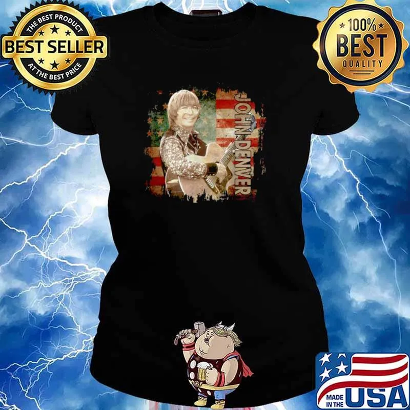 Graphic John Art Denver Vaporware Music Retro Flag American Shirt Ladies tee