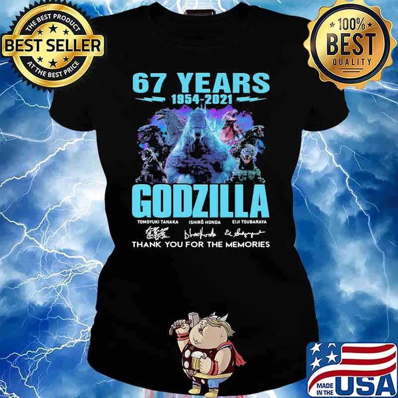 67 Years 1954 2021 Godzilla Thank You For The Memories Signature Shirt Ladies tee