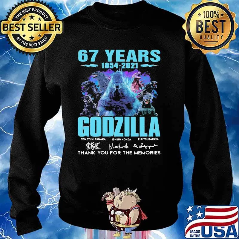 67 Years 1954 2021 Godzilla Thank You For The Memories Signature Shirt Sweater