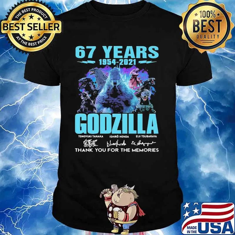 67 Years 1954 2021 Godzilla Thank You For The Memories Signature Shirt