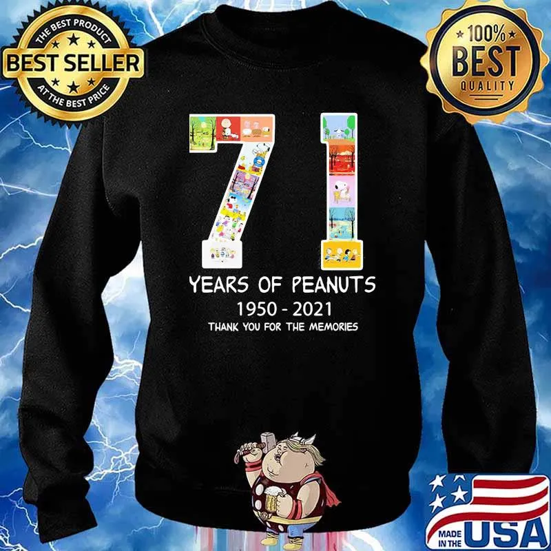 71 Years Of Peanuts 1950 2021 Thank You For The Memories Shirt Sweater