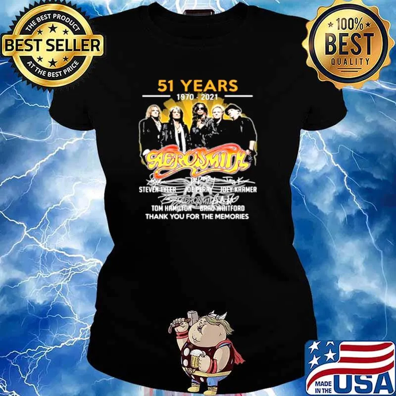 51 Years 1970 2021 Aerosmith Thank You For The Memories Signature Shirt Ladies tee