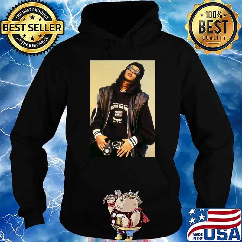 Aaliyah Black Leather Active Hip Hop Shirt Hoodie