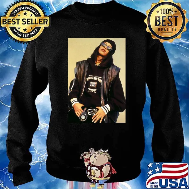 Aaliyah Black Leather Active Hip Hop Shirt Sweater