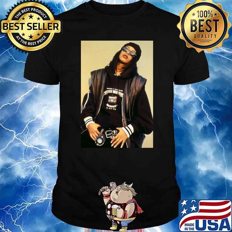 Aaliyah Black Leather Active Hip Hop Shirt