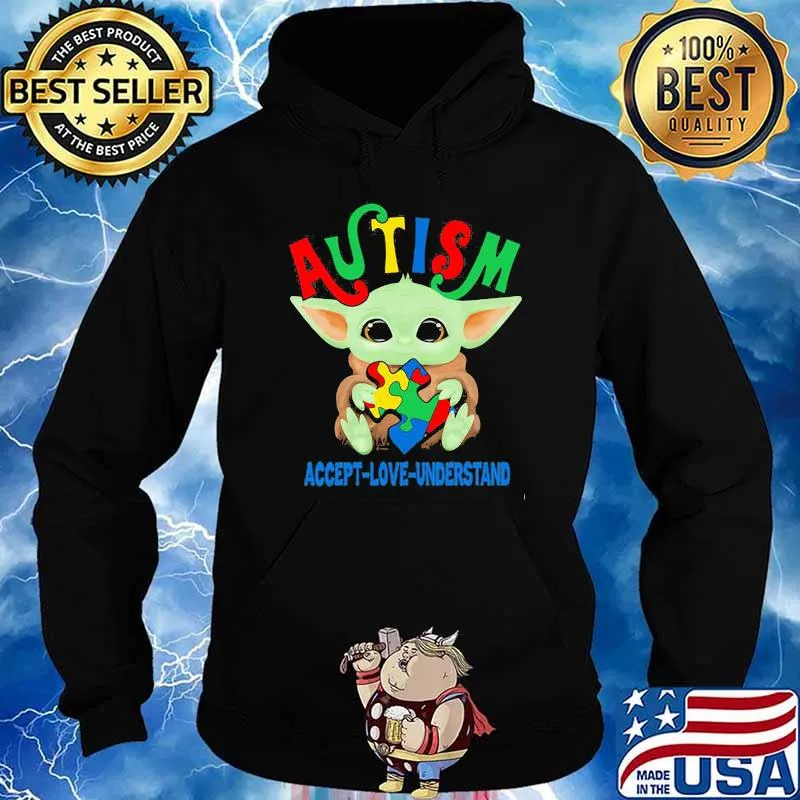 Autism Acept Love Understand Baby Yoda Awareness Shirt Hoodie