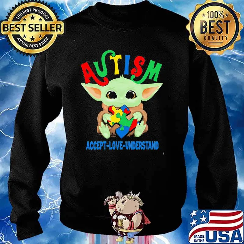 Autism Acept Love Understand Baby Yoda Awareness Shirt Sweater