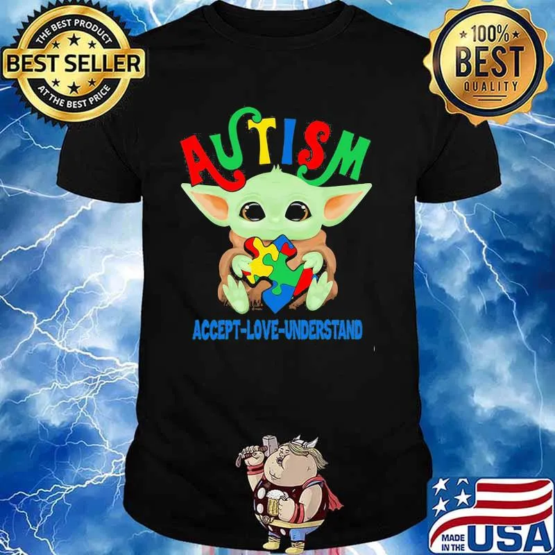 Autism Acept Love Understand Baby Yoda Awareness Shirt