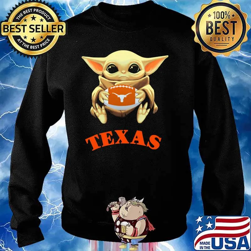 Baby Yoda Hug Ball Team Texas Longhorns Shirt Sweater